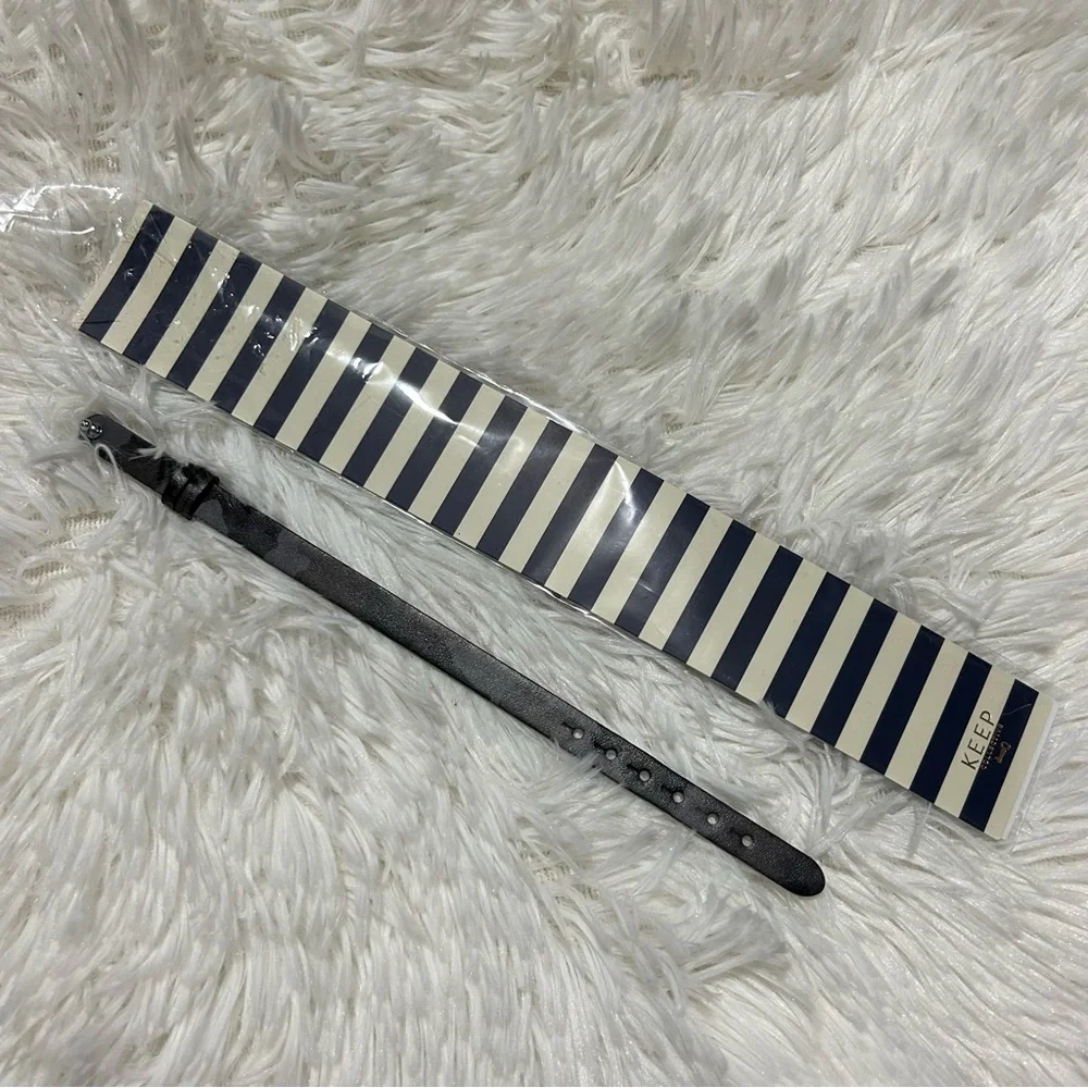 KEEP Collective Single Black Gray Camo & Silver Reversible Leather Bracelet NEW
